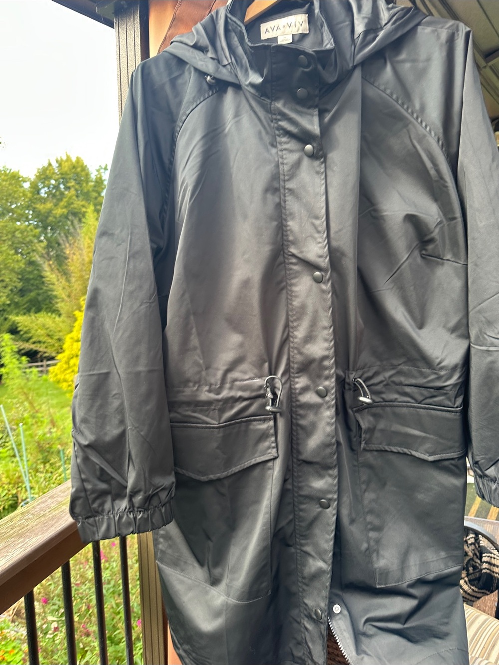 Ava & Viv Black Hooded Trench Raincoat 2x